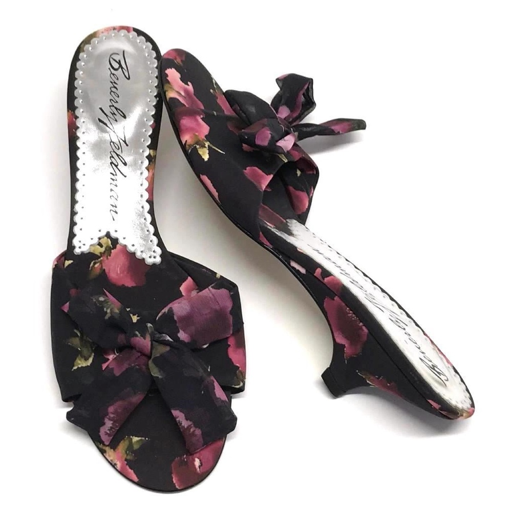 BEVERLY FELDMAN Floral Kitten Heel Sandals 8.5 NEW